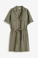 Linen-blend Utility Dress