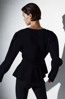 Puff-sleeved Peplum Sweater