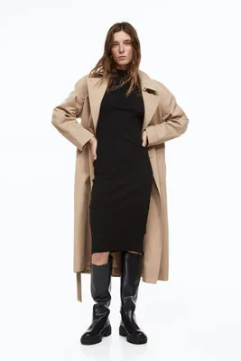 Ribbed Mock-turtleneck Dress