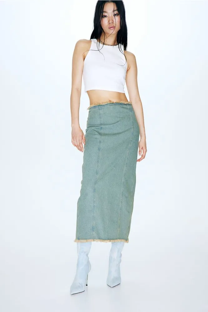 Raw-edged Denim Skirt
