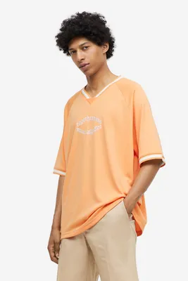 Oversized Fit Printed Mesh T-shirt