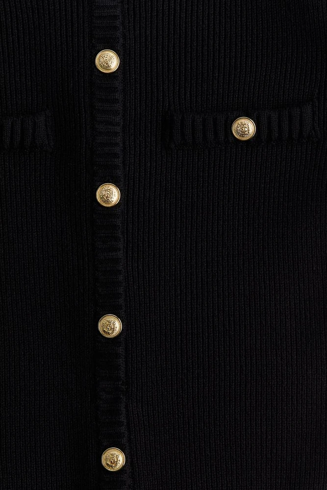 Rib-knit Button-front Dress