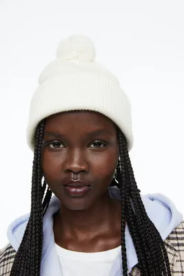 Rib-knit Pompom Hat