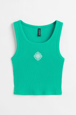 Embroidered-detail Sleeveless Top