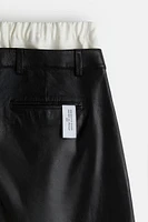Double-waistband Leather Shorts