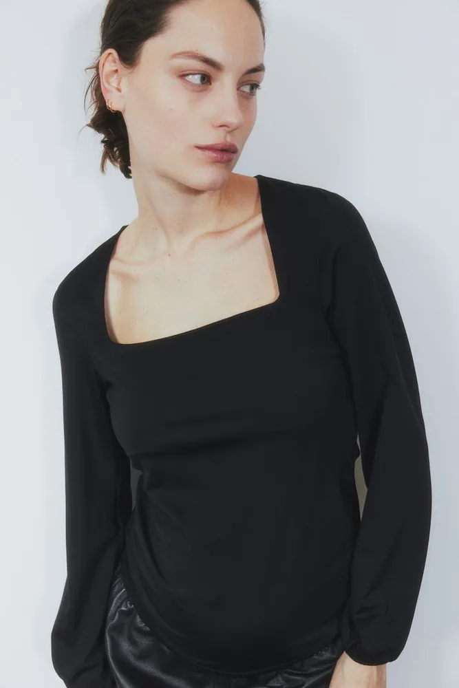 MAMA Square-neck Jersey Top