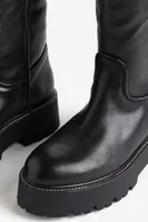Warm-lined Over-the-knee Leather Boots