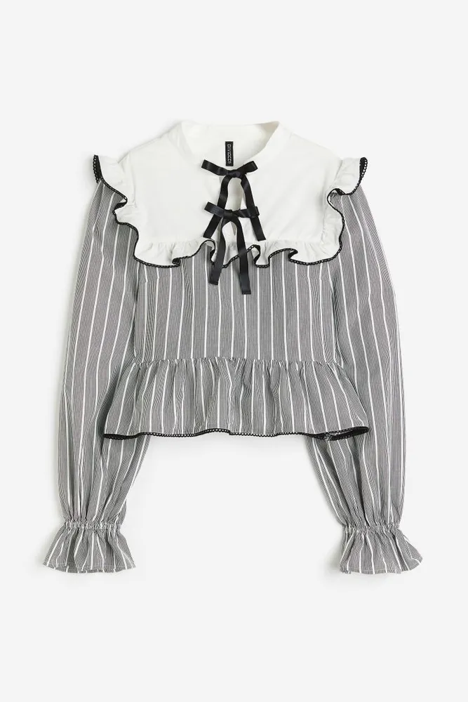 Tie-detail Ruffle-trimmed Blouse