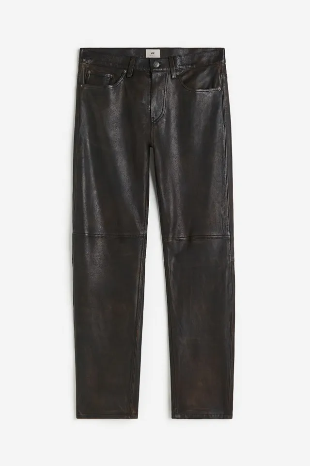Corset-waist Leather Leggings