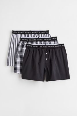 3-pack Woven Cotton Boxer Shorts