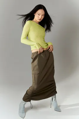 Satiny side-slit skirt