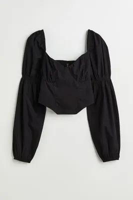 Puff-sleeved Crop Blouse