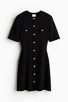 Rib-knit Button-front Dress