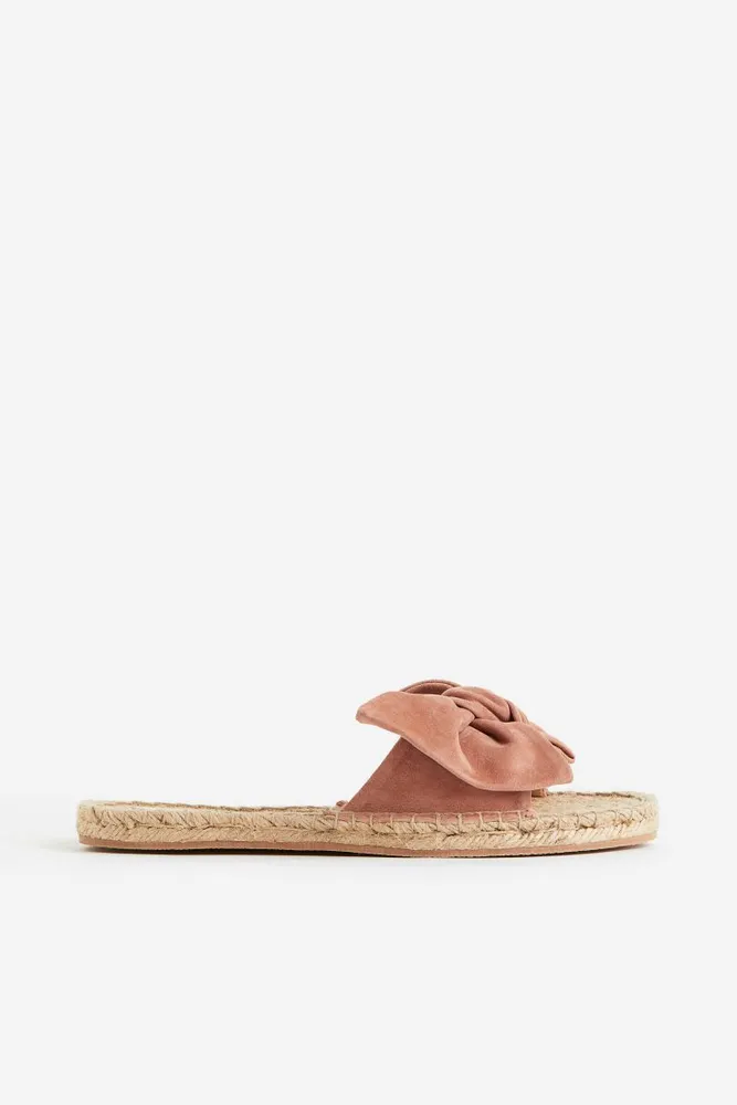 Bow-detail Suede Slides