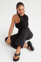 High Waist Flared Twill Pants
