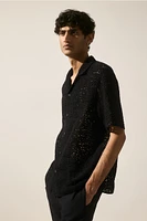 Regular Fit Crochet-look Resort Shirt