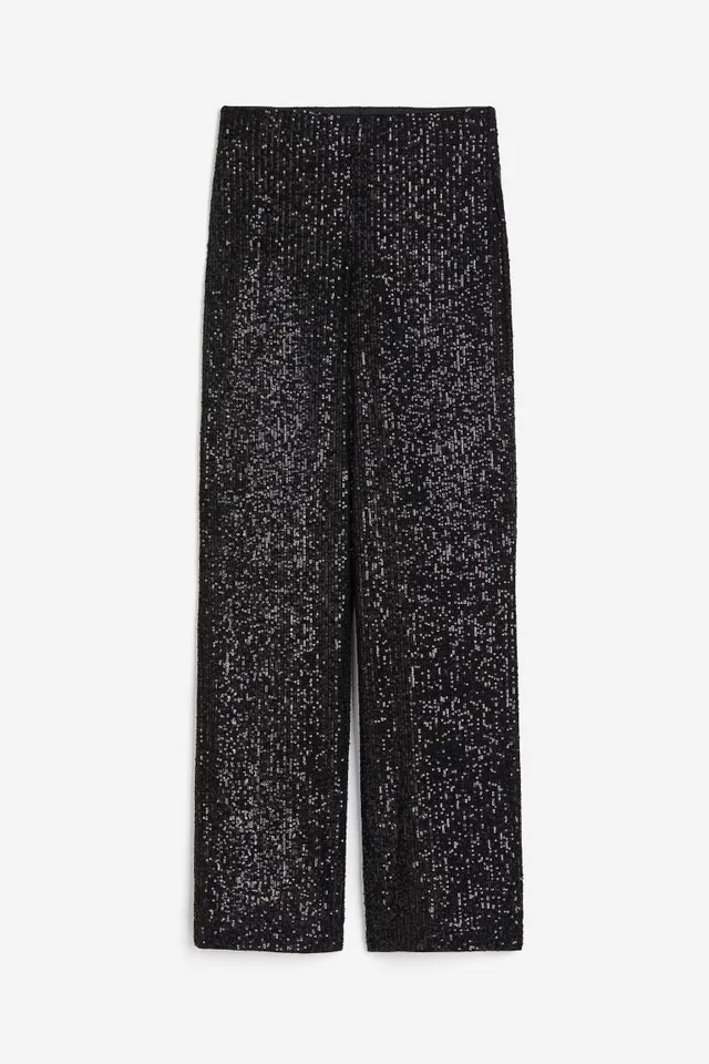 Pull-On Wide-Leg Sequin Pant