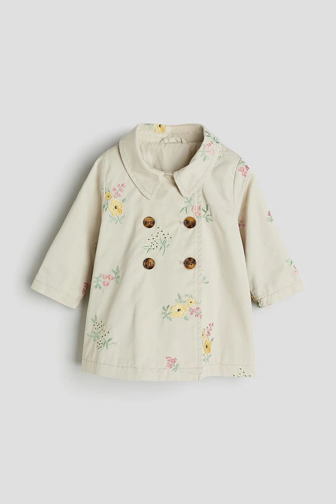 Embroidered Cotton Trench Coat