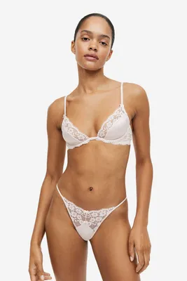 Non-padded Underwire Satin and Lace Bra