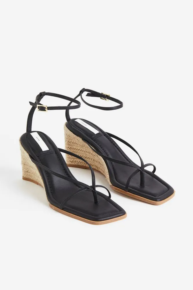Wedge-heeled Leather Espadrilles