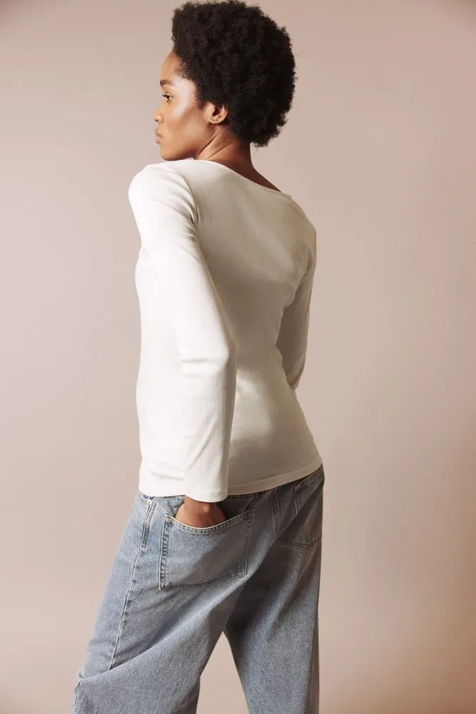 MAMA Before & After Ribbed Henley Top