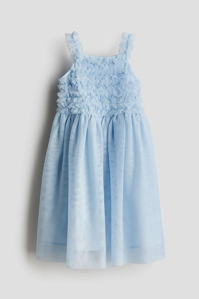 Glittery Tulle Dress with Ruffles