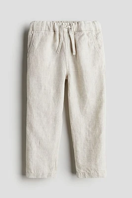 Pantalon en lin avec taille élastique