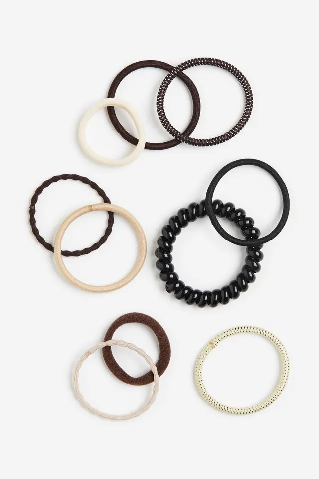 Rolled Hair Ties - Black, 10 Pack