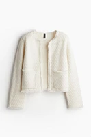 Frayed-edge Textured-knit Cardigan