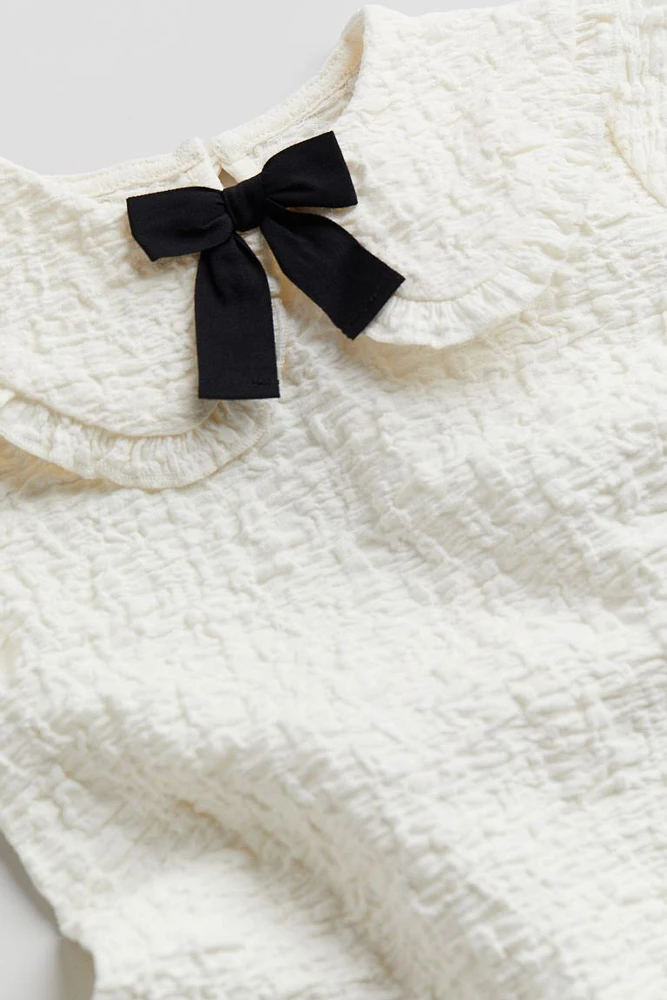 Crinkled Bow-detail Dress