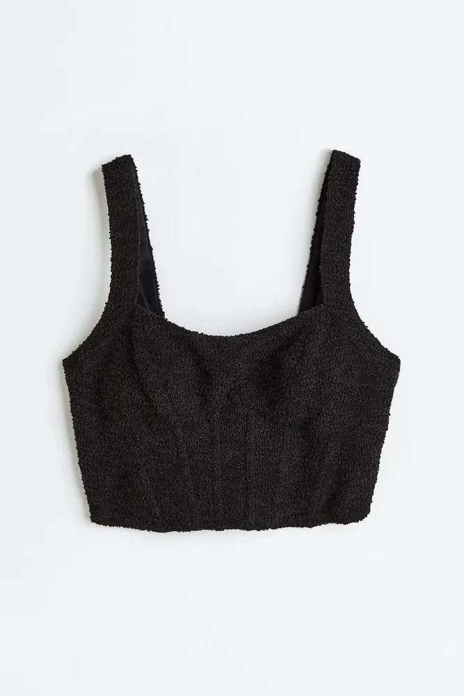 H&M Textured-weave Corset-style Top