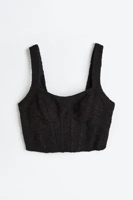 Textured-weave Corset-style Top