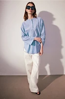 Linen-blend Pullover Shirt