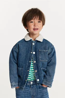 Teddy-fleece-lined Denim Jacket