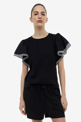 Butterfly-sleeved Top