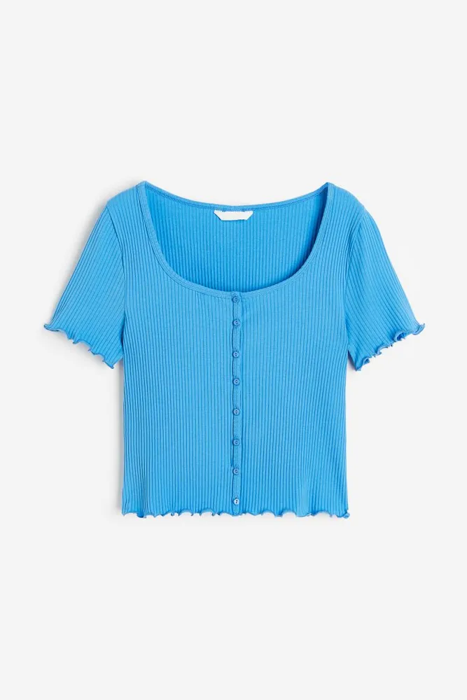 Ribbed Button-front Top