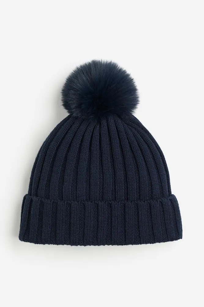 Rib-knit Pompom Hat