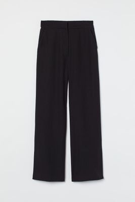 Wide-cut Side-slit Pants