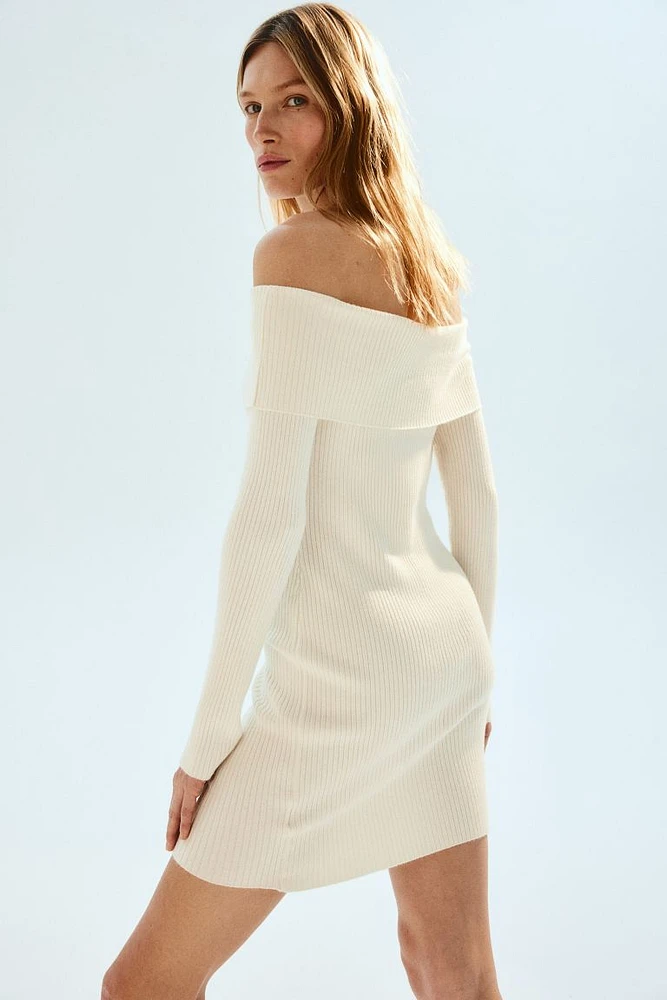 Rib-knit Off-the-shoulder Dress