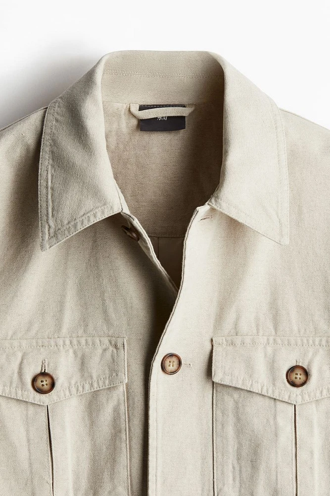 Slim Fit Linen-blend Jacket