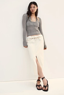 Double-layered Ladder-stitch-look Top