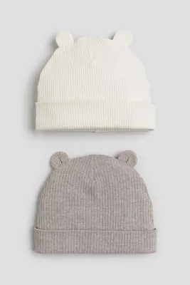2-pack Ribbed Beanies with Ears