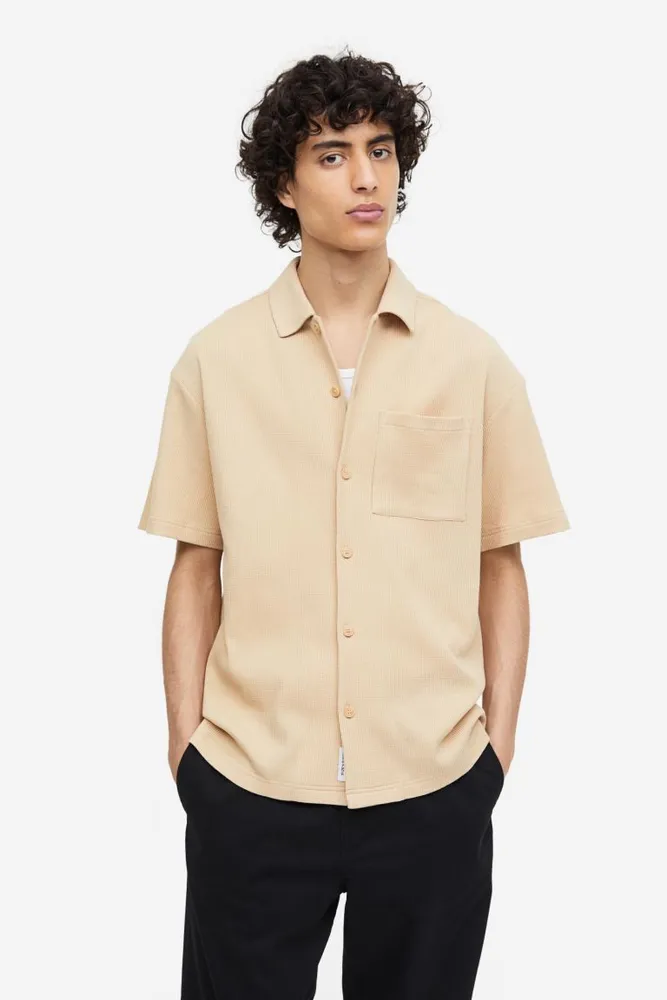 Relaxed Fit Waffled Shirt