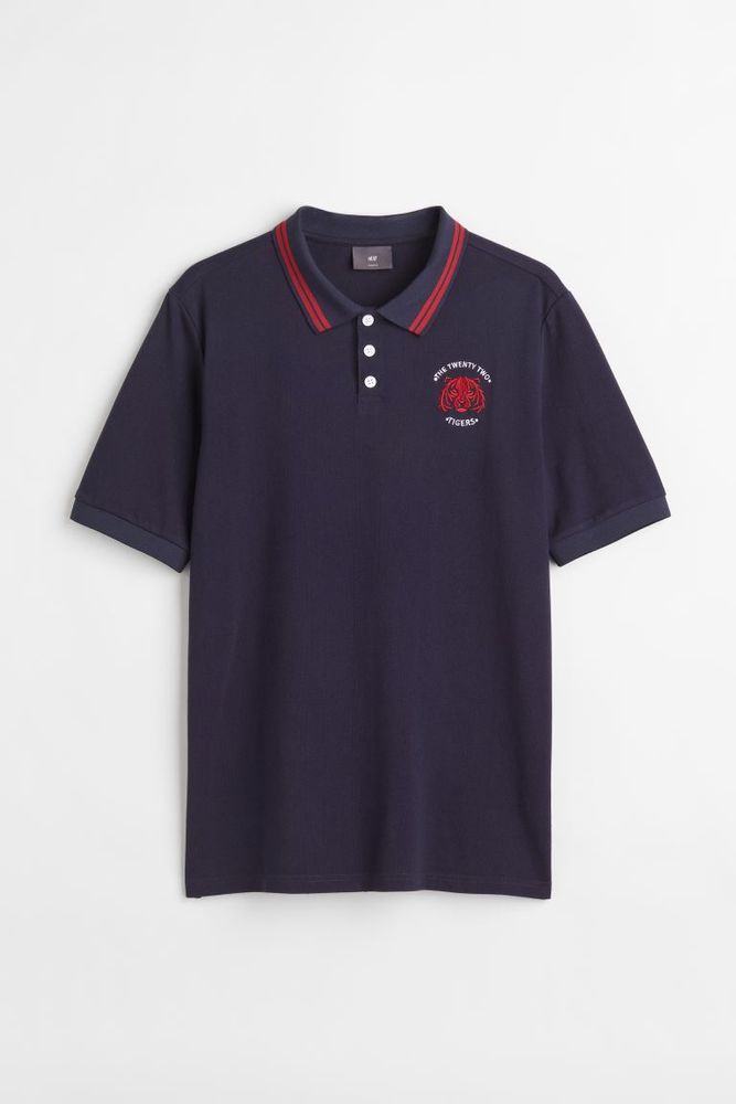 Slim Fit Embroidered Piqué Polo Shirt