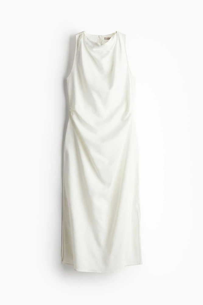 Draped Linen-blend Dress