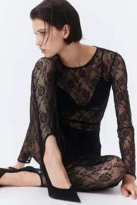 Lace Unitard with Foot Stirrups