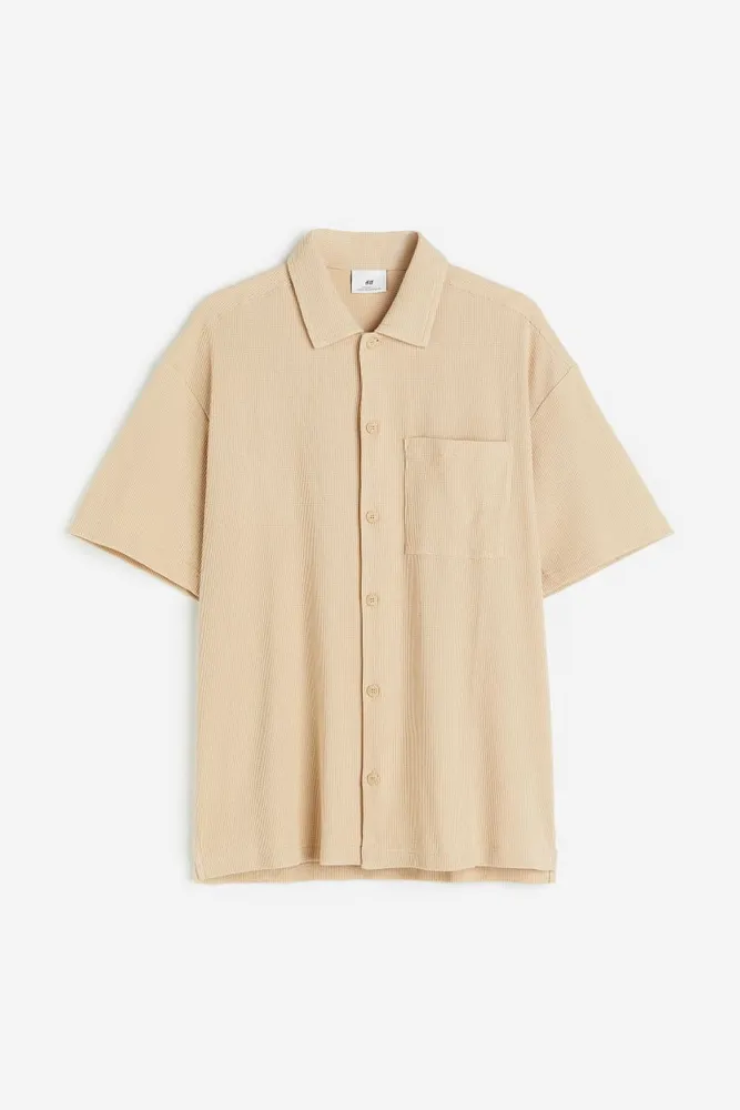 Relaxed Fit Waffled Shirt