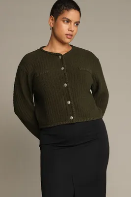 Short Textured-knit Cardigan