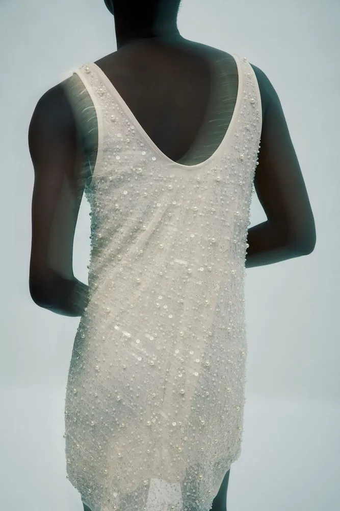 Bead-embellished Mini Dress