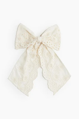 Embroidered Bow Hair Clip